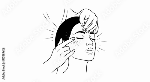 Close up of a person receiving a facial massage with emphasis lines around eyes