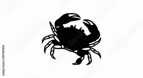 Black silhouette of a crab with claws raised