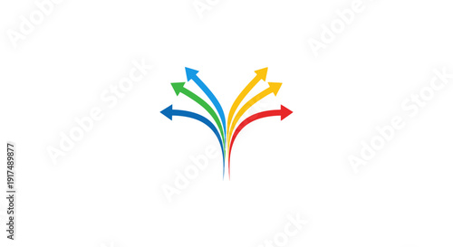 Colorful Arrows Pointing Outward Together.