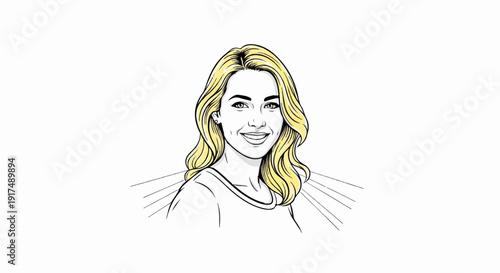 Cheerful woman with blond wavy hair, dimples, and a bright smile