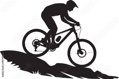 Mountain Biker Silhouette  Vector