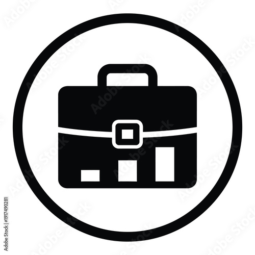 Simple line icon of briefcase in a circle for business and office concepts icon