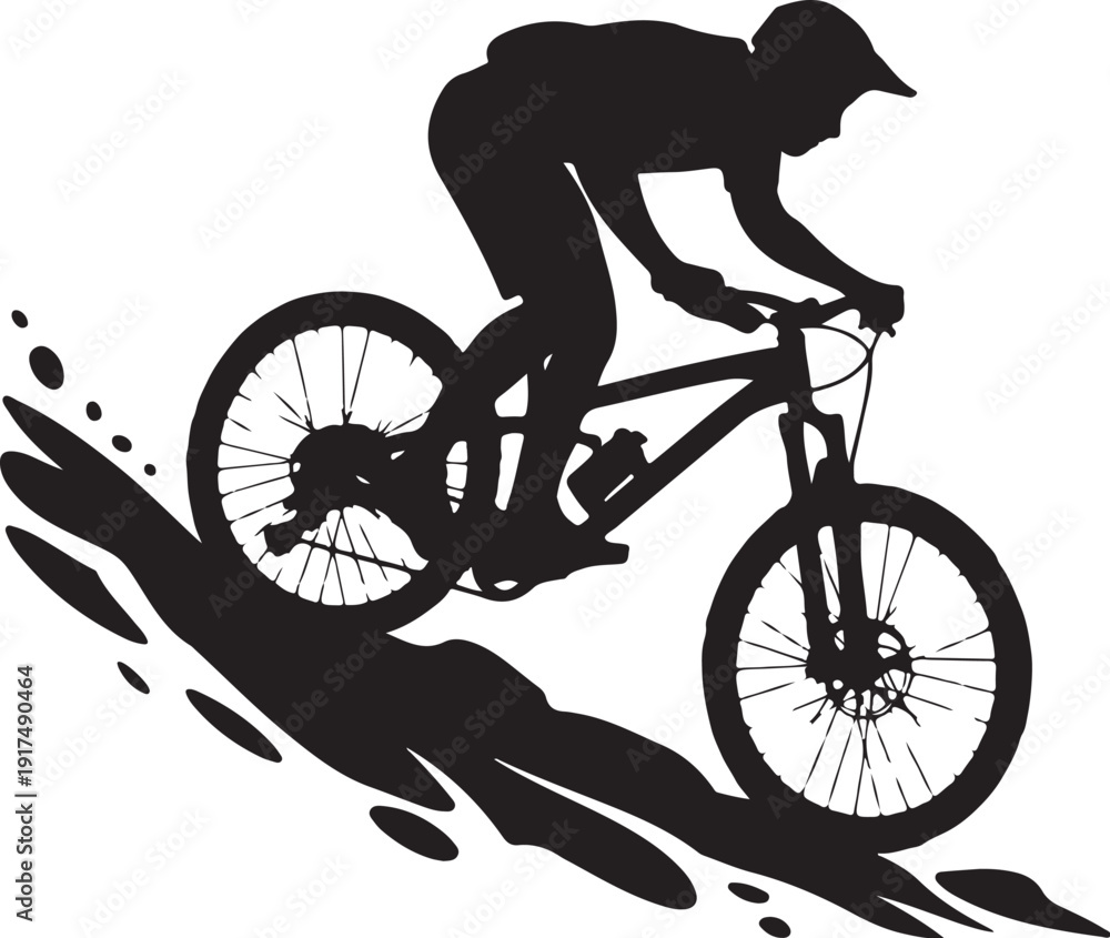 Naklejka premium Mountain Biker Silhouette Vector
