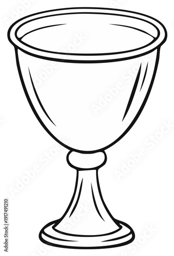 Outlined illustration of a chalice, a vintage goblet for a religious ceremony or event.