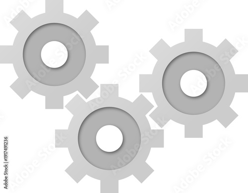 Gray interlocking gears industry icon PNG