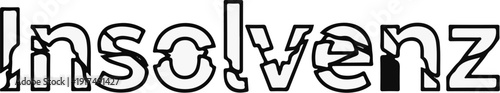 Bold, fragmented letters spelling 'insolvenz' with a monochrome fill