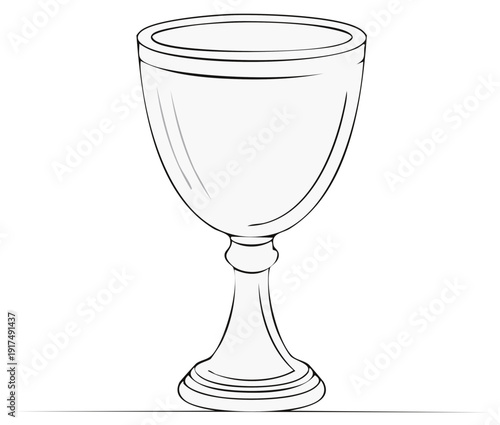 Elegant chalice goblet with pedestal and ornate rim simple line art illustration
