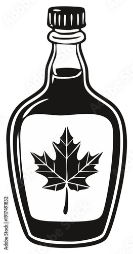Bottle of Maple Syrup with Maple Leaf Symbol