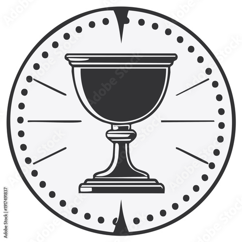 Ancient Chalice Icon Vector Art with Compass Rose and Radiant Lines