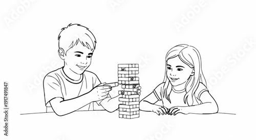 Children playing a game of tower blocks