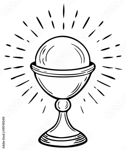 Sacred Chalice with Radiant Rays Symbolizing Divine Light and Blessing