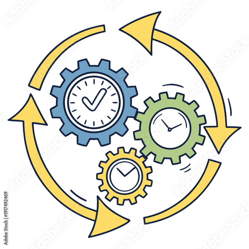A clock and gear cycle