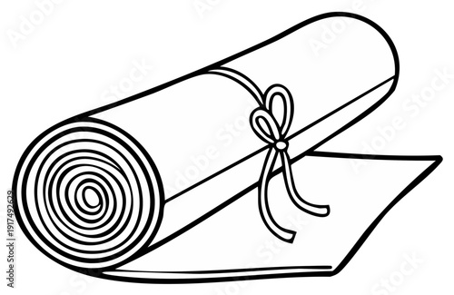 Rolled yoga mat with ribbon tied around it illustration