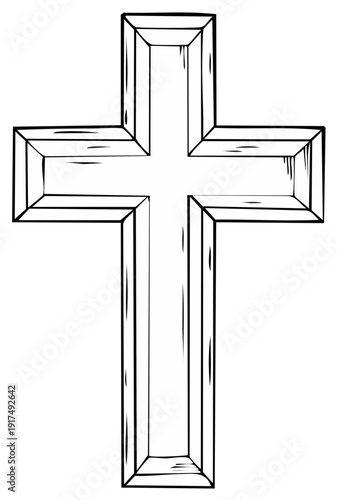 Simple Religious Cross Illustration Hand Drawn Sketch Style