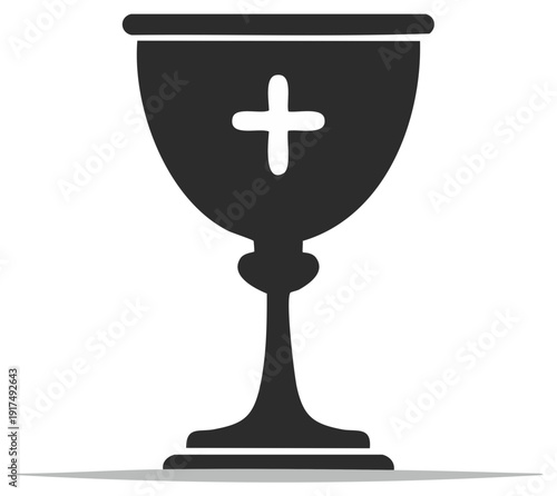 Chalice icon with cross graphic illustration