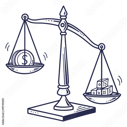 A scale with money and a stack of papers on it