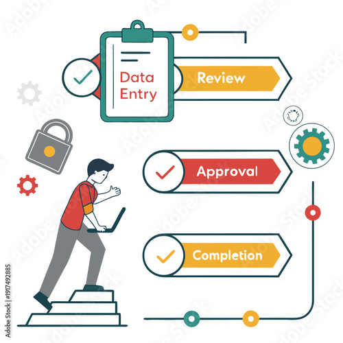 A man working on a laptop with data entry workflow