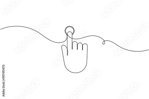 Hand touch interaction icon continuous one line drawing on white background minimalist finger tap interface gesture symbol outline vector illustration