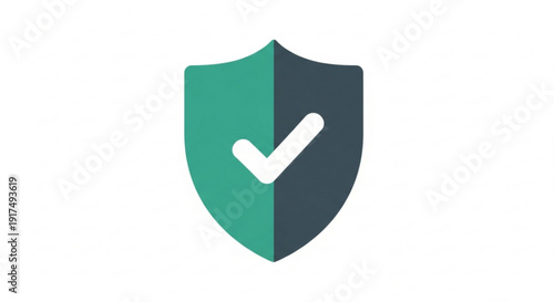 Shield icon with checkmark symbolizing security and protection on a white background