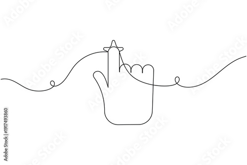 Hand touch interaction icon continuous one line drawing on white background minimalist finger tap interface gesture symbol outline vector illustration