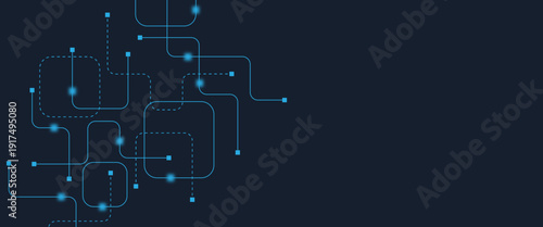 Abstract digital AI circuit board background with tech icons. Digital technology motherboard texture design. Engineering circuit board concept for poster, header, banner, website, presentation