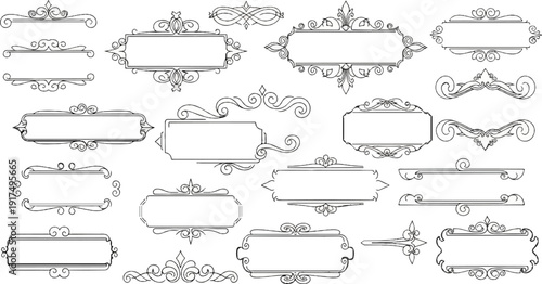 Collection of decorative frames and borders with ornate scrollwork and flourishes