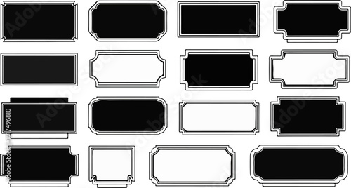 Collection of sixteen decorative, empty blank frames and labels