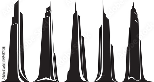 Modern city skyline with sleek skyscrapers at night time