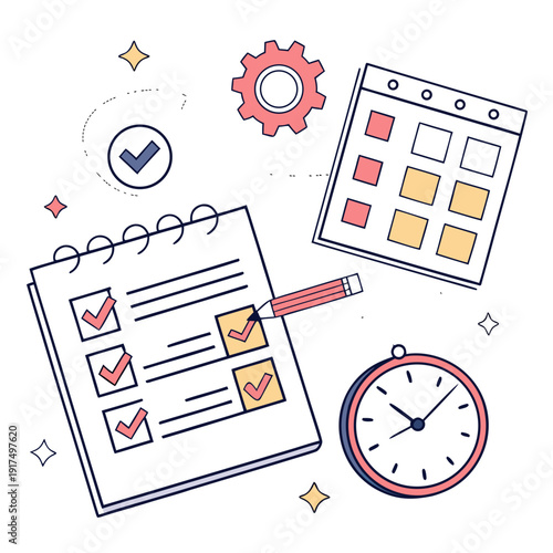 A colorful illustration of planning and organization