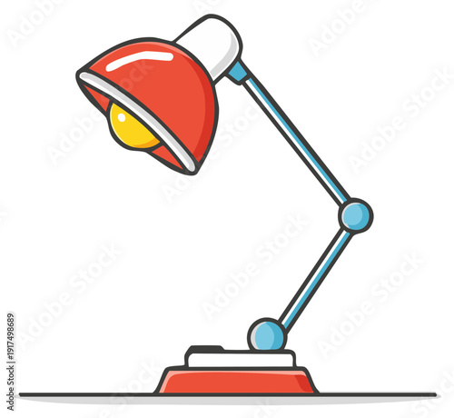 Adjustable Red Desk Lamp with Bright Yellow Bulb Illuminating Ideas
