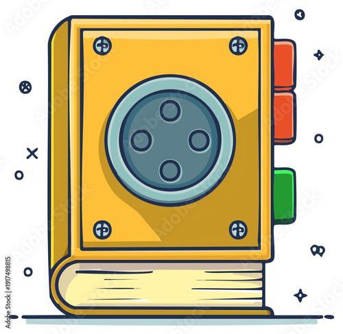 Cartoon Styled Address Book Organizer with Dial and Tabs for Contacts