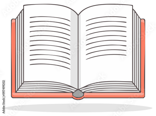 Open book showing blank ruled pages ready for text or notes learning education concept