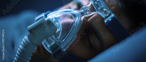 Man sleeping with CPAP mask for better breathing.