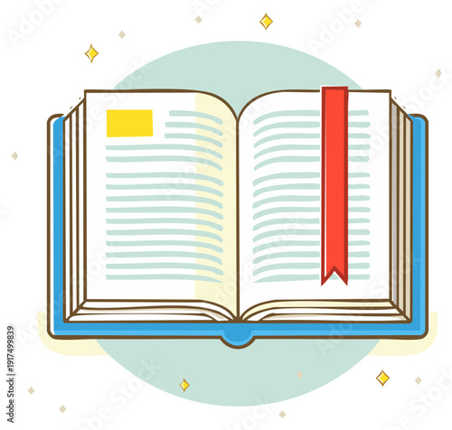Opened Book with Bookmark Illustration Reading Education Knowledge Learning