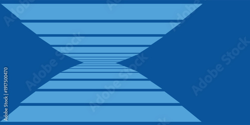 Abstract Blue Hourglass Shape with Horizontal Stripes.