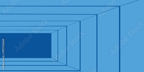 Blue Rectangular Tunnel Abstract Background.