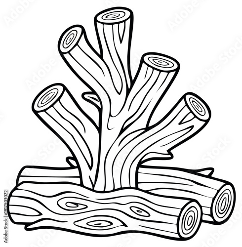 Pile of firewood ready for a campfire or fire pit