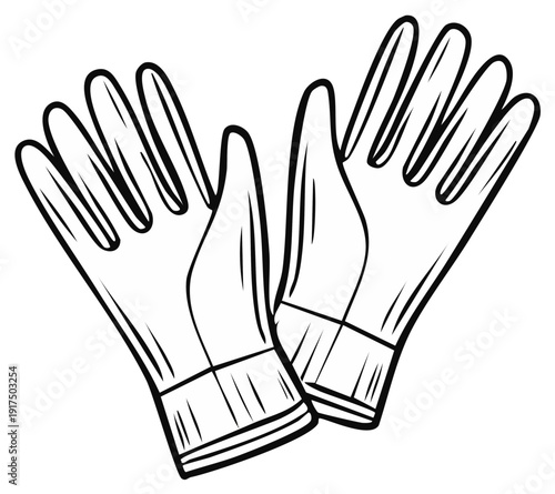 Outline drawing of a pair of protective gloves for household cleaning or gardening work