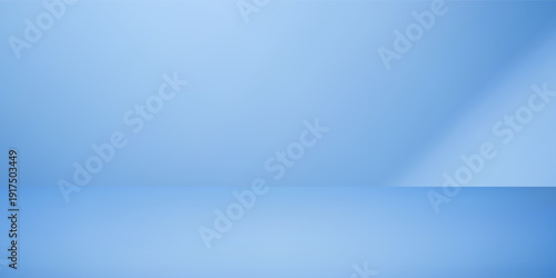 Blue studio room. Limbo light background. Abstract 3d backdrop for product presentation. Minimal wall scene. Showcase, promotion display