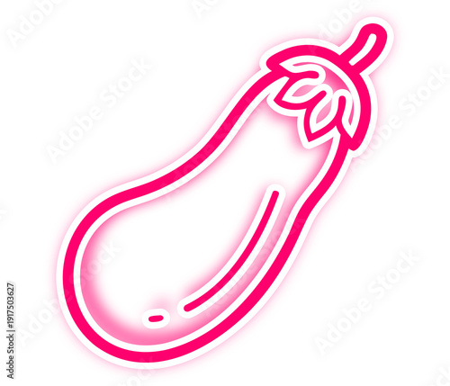 Eggplant vegetable food neon outline icon
