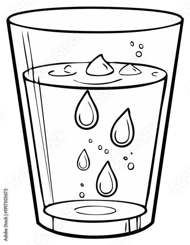 Glass filled with water and ice illustration graphic simple liquid freshness thirst quencher cool down line art