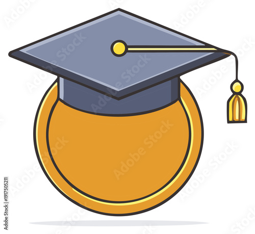 Graduation Cap Symbol Over Golden Circle