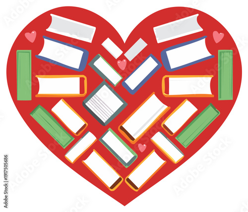 Heart Shaped Books Arrangement Education Love Reading Concept Book Lovers Passion
