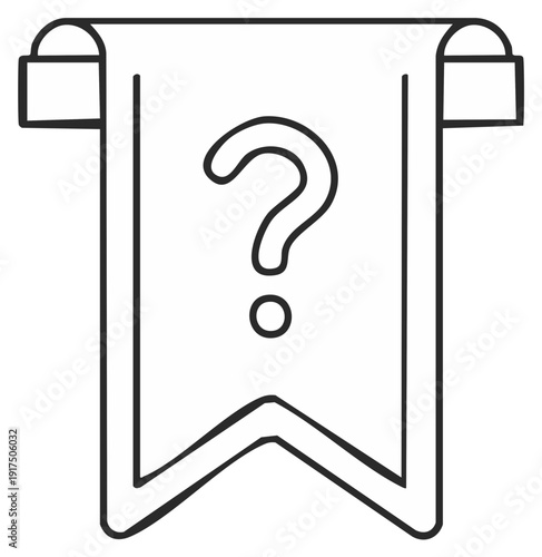 Vector illustration of a hanging banner with a question mark. Problem, doubt, mystery or ask concept.
