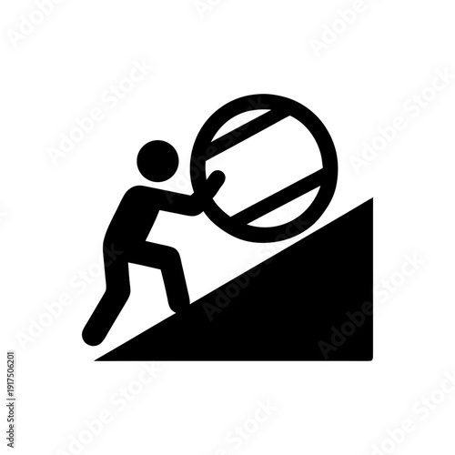 Bilde på lerret Uphill Sisyphus Task Icon