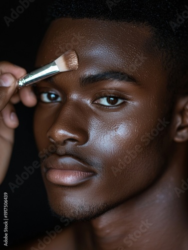 Wallpaper Mural Makeup application on a male model in a studio setting during a beauty photoshoot session at night Torontodigital.ca