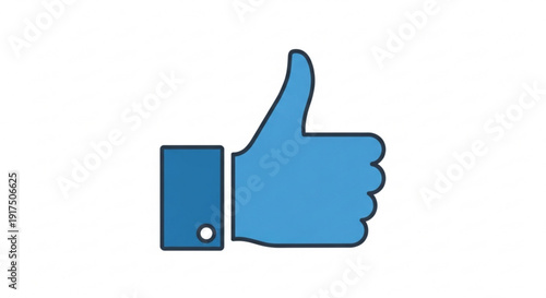 Blue thumbs up icon with sleeve and white background for approval and agreement concepts