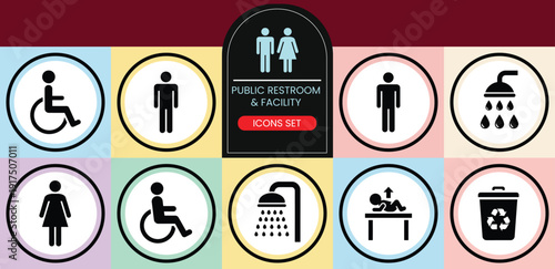 Public Restroom & Facility Icons Set.eps