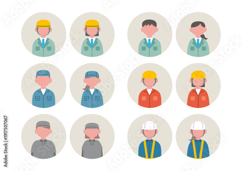 働く人　作業服　アイコン　イラスト