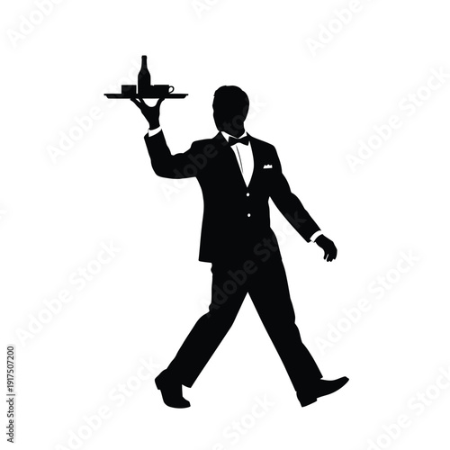 Waiter Serving Tray Silhouette